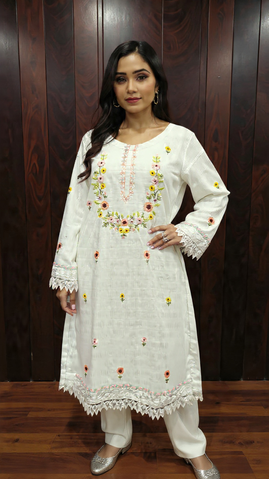 1pc Cotton Shirt Resham Work Stitched